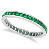 Princess-Cut Emerald Eternity Ring Band 14k White Gold 1.56ctw