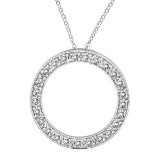 Diamond Circle Pendant Necklace in 14k White Gold 0.53 ctw