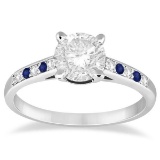Cathedral Sapphire and Diamond Engagement Ring 14k White Gold 1.20ctw