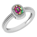 Certified 1.50 Ctw Mystic Topaz Ladies Fashion 14K White Gold Solitaire Ring (VS/SI1) MADE IN USA