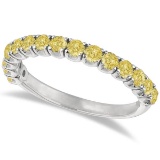 Yellow Canary Diamond Ring Anniversary Band 14k White Gold 1.00ctw