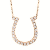 Diamond Horseshoe Pendant Necklace 14k Rose Gold 0.26ctw