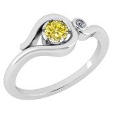Certified 0.28 Ctw Treated Fancy Yellow Diamond And Diamond 14K White Gold Solitaire Ring (SI2/I1) M