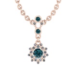 0.94 Ctw i2/i3 Treated fancy blue Diamond 14K Rose Gold Pendant Necklace