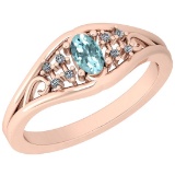 0.24 Ctw VS/SI1 Aquamarine And Diamond 14K Rose Gold Ring