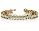 CERTIFIED 14K YELLOW GOLD 5 CTW G-H SI2/I1 CLASSIC S SHAPED DIAMOND TENNIS BRACELET MADE IN USA