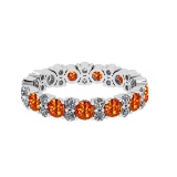 2.21 Ctw SI2/I1 Orange Sapphire And Diamond 14K White Gold Eternity Band Ring