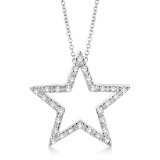 Star Shaped Diamond Pendant Necklace 14k White Gold 0.10ctw