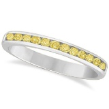 Channel-Set Yellow Canary Diamond Ring Band 14k White Gold 0.50ctw