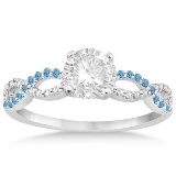 Infinity Diamond and Blue Topaz Engagement Ring in 14k White Gold 1.21ctw