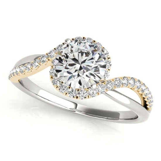 CERTIFIED TWO TONE GOLD 1.43 CTW J-K/VS-SI1 DIAMOND HALO ENGAGEMENT RING