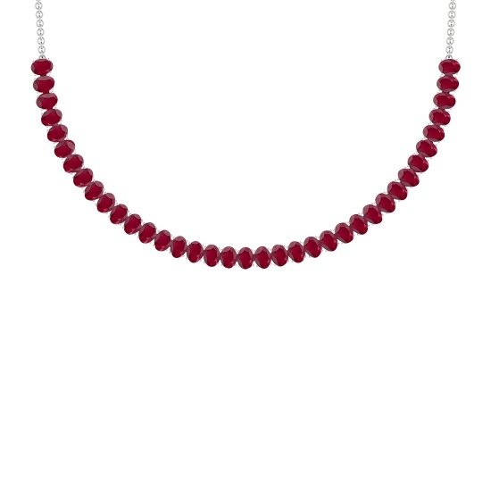 48.75 Ctw Ruby 14K White Gold Necklace