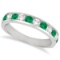 Channel-Set Emerald and Diamond Ring Band 14k White Gold 1.20ctw