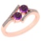 Certified 1.06 Ctw Genuine Amethyst And Diamond 14k Rose Gold Engagement Ring