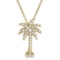 Palm Tree Shaped Diamond Pendant Necklace 14k Yellow Gold 1/4ctw