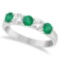 Five Stone Diamond and Emerald Ring 14k White Gold 1.08ctw