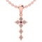 0.07 Ctw VS/SI1 Amethyst And Diamond 14k Rose Gold Halo Necklace