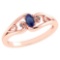 Certified 0.22 Ctw Blue Sapphire And Diamond 14k Rose Gold Simple Ring