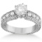 1.70ctw Antique style Style Diamond Engagement Ring Setting 18k White Gold