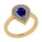 1.22 Ctw SI2/I1Blue Sapphire And Diamond 14K Yellow Gold Anniversary Ring