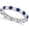 Eternity Diamond and Blue Sapphire Ring Band 14k White Gold 2.35ctw