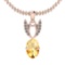 Certified 4.05 Ctw Yellow Topaz And Diamond I2/I3 14K Rose Gold Pendant