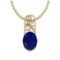 Certified 23.36 Ctw Blue Sapphire And Diamond SI2/I1 14K Yellow Gold Pendant