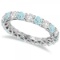 Luxury Diamond and Aquamarine Eternity Ring Band 14k White Gold 4.20ctw