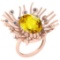 17.72 Ctw I2/I3 Lemon Topaz And Diamond 14k Rose Gold Engagement Halo Ring