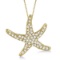 Diamond Starfish Pendant Necklace 14k Yellow Gold 0.55ctw