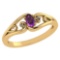 Certified 0.22 Ctw Amethyst And Diamond 14k Yellow Gold Simple Ring