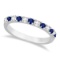 Diamond and Blue Sapphire Ring Anniversary Band 14k White Gold 0.32ctw