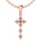 0.07 Ctw VS/SI1 Green Amethyst And Diamond 14k Rose Gold Halo Necklace