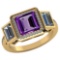 Certified 2.55 CTW Genuine Amethyst And Diamond 14K Yellow Gold Ring