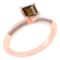 .0.89 Ctw SI2/I1 Smoky And Diamond 14K Rose Gold Rings