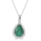 Pear Shaped Emerald Pendant Necklace 14k White Gold 0.70ctw