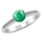 Certified 1.00 CTW Genuine Emerald And Diamond 14K White Gold Ring