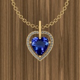 Certified 5.01 Ctw VS/SI1 Tanzanite And Diamond 14K Yellow Gold Victorian Style Necklace