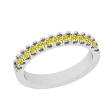 0.49 Ctw i2/i3 Treated Fancy Yellow Diamond 14K White Gold Eternity Band Ring