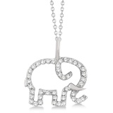 Elephant Diamond Necklace Pave-Set 14K White Gold 0.22ctw