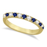 Diamond and Blue Sapphire Ring Anniversary Band 14k Yellow Gold 0.32ctw