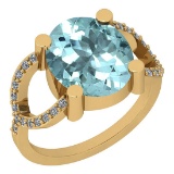 5.76 Ctw VS/SI1 Aquamarine And Diamond 14K Yellow Gold Ring