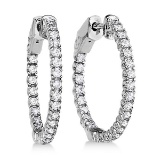 Prong-Set Diamond Hoop Earrings in 14k White Gold 1.00ctw