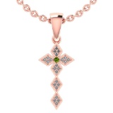 0.07 Ctw VS/SI1 Green Amethyst And Diamond 14k Rose Gold Halo Necklace