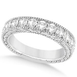 Antique style Diamond Engagement Wedding Ring Band 18k White Gold 2.10ctw