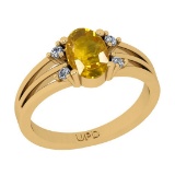 1.35 Ctw I2/I3 Yellow sapphire And Diamond 14K Yellow Gold Promises Ring