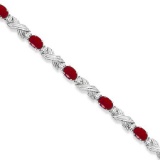 Ruby and Diamond XOXO Link Bracelet in 14k White Gold 6.65ctw