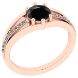 Certified 0.59 Ctw Treated Fancy Black and White Diamond I1/I2 14k Rose Gold Vintage Style Ring