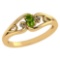 Certified 0.22 Ctw Peridot And Diamond 14k Yellow Gold Simple Ring