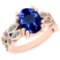 4.68 Ctw VS/SI1 Tanzanite And Diamond 14K Rose Gold Ring